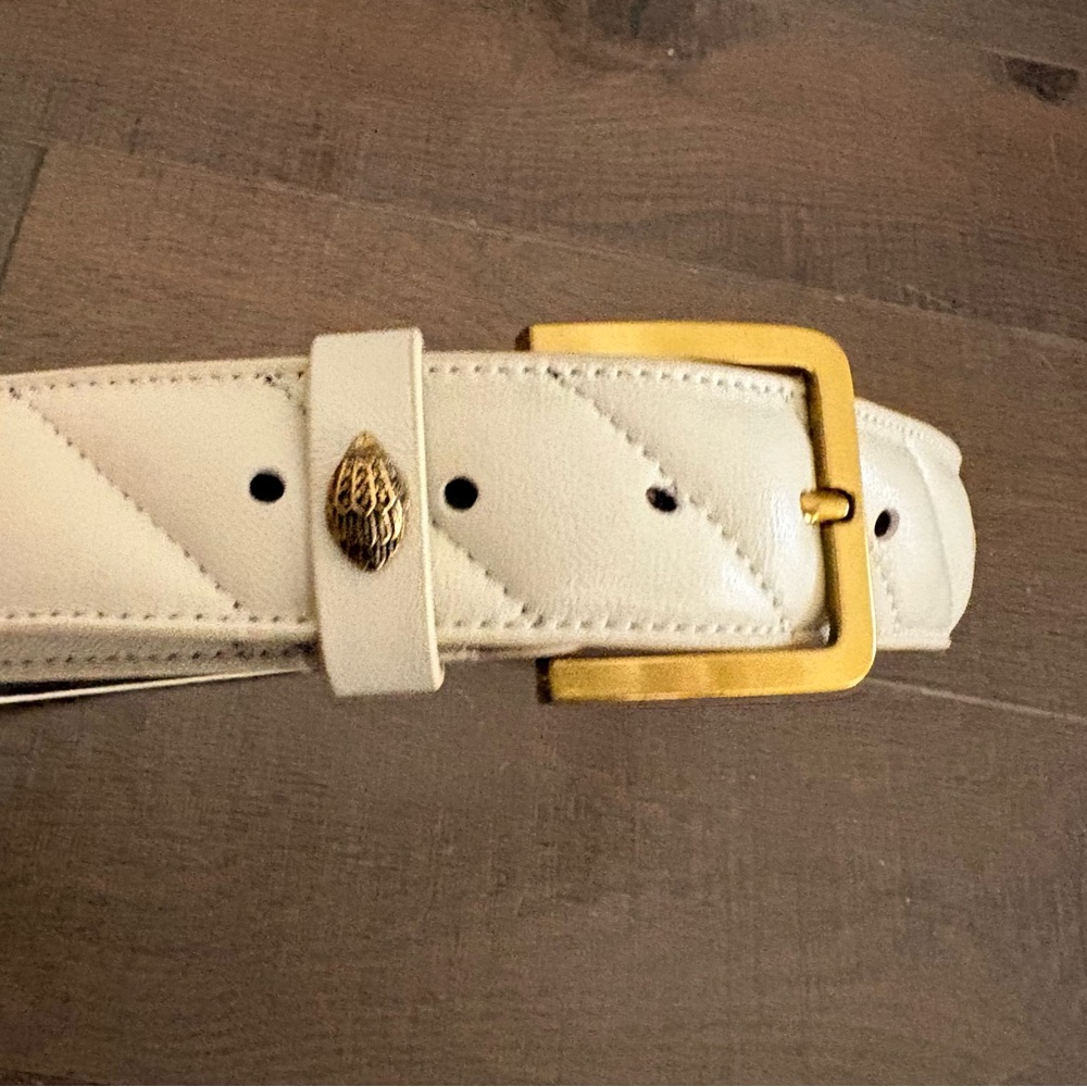 Kurt Geiger Cream Quilted Leather Belt Ivory Off-White - Picture 2 of 10